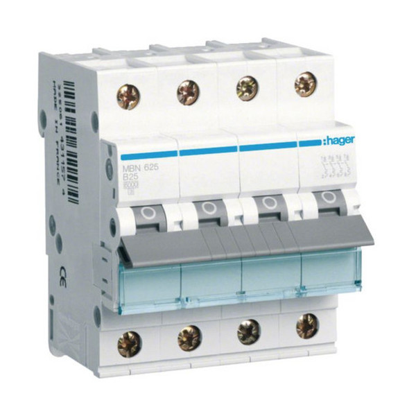 Hager MBN625 Leitungsschutzschalter 3PN 6kA B-Charakteristik 25A 4 Module