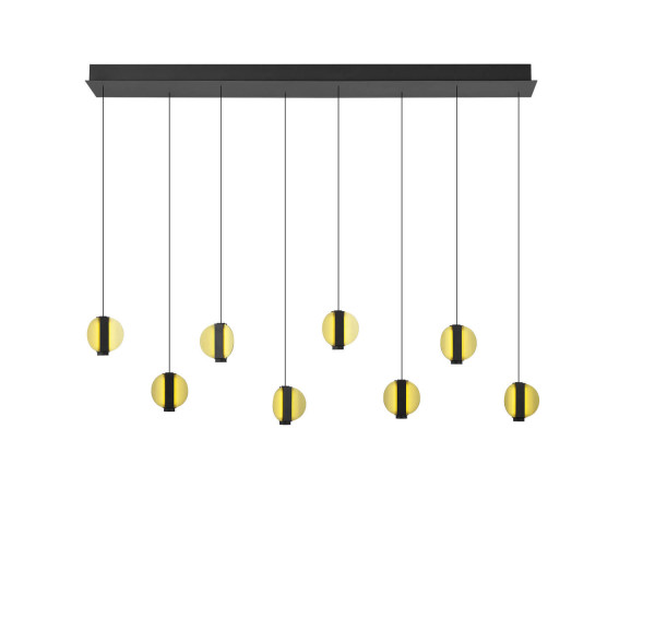 Hell Iris LED Pendelleuchte 8-fach Warmweiß Dimmbar 60-180cm >90Ra Schwarz/Gold 20699/8-51