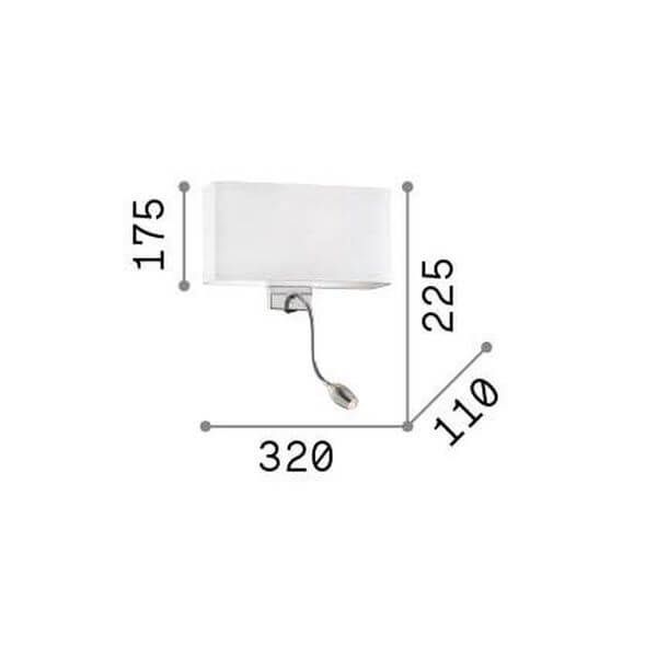 Ideal Lux HOTEL E27/LED Wandleuchte 1+1x Schwarz warmweiss 035956