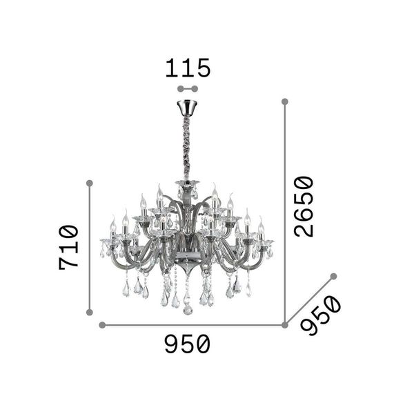 Ideal Lux COLOSSAL Pendelleuchte E14 15-fach ⌀950mm dimmbar Klar 114170