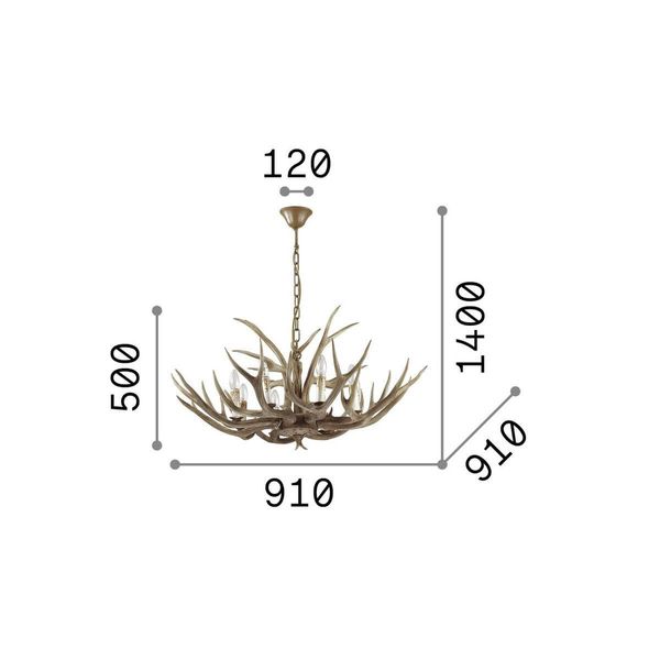Ideal Lux CHALET Pendelleuchte E14 8-fach ⌀910mm dimmbar Beige 115504