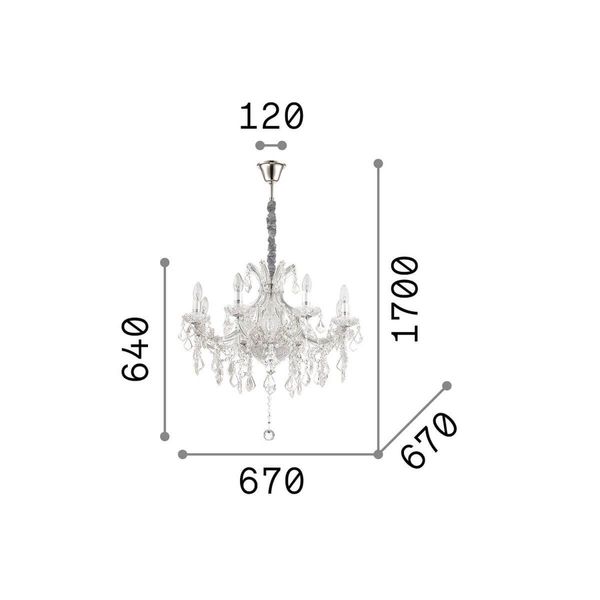 Ideal Lux NAPOLEON Pendelleuchte E14 8-fach ⌀670mm dimmbar Chrom 167244