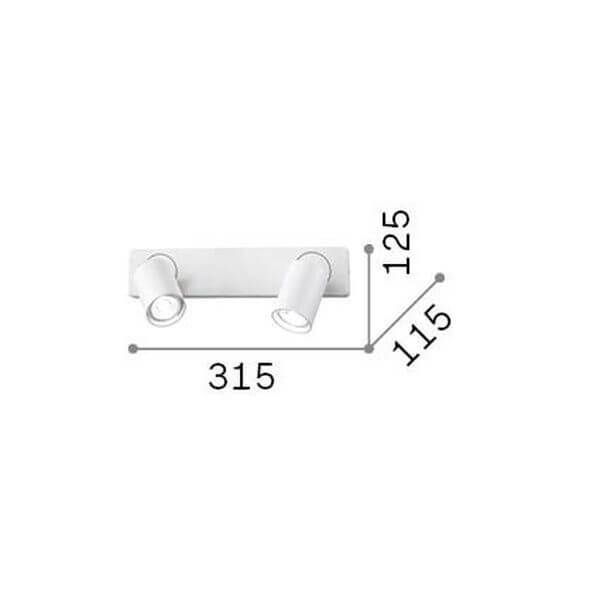 Ideal Lux RUDY GU10 Wandleuchte 2x dimmbar Schwarz warmweiss 229034
