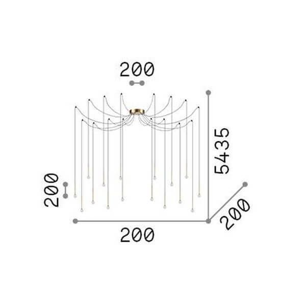 Ideal Lux LUCCIOLA LED Pendelleuchte 16x 16x16W ⌀200mm Schwarz warmweiss 284002