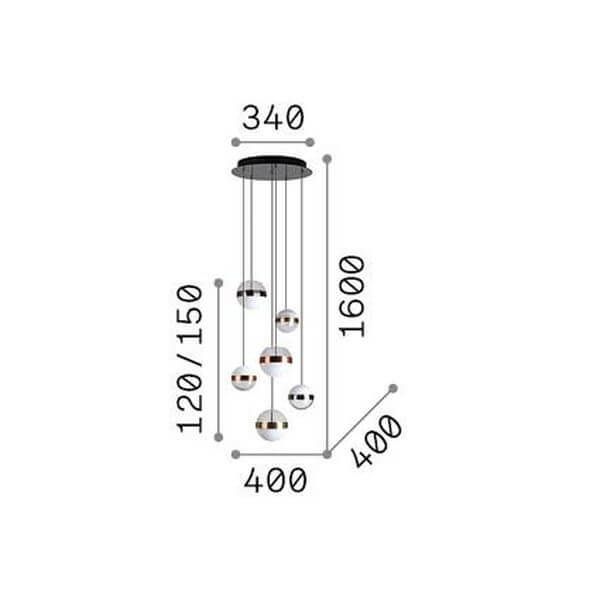 Ideal Lux GALAXY LED Pendelleuchte 6x 6x58W ⌀400mm Weiss warmweiss 321172