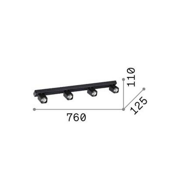 Ideal Lux RUDY GU10 Deckenleuchte 4x dimmbar Schwarz warmweiss 321523