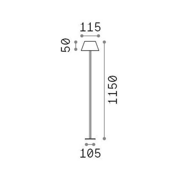 Ideal Lux PURE LED Stehleuchte 1,5W ⌀115mm dimmbar Schwarz IP54 warmweiss 328515
