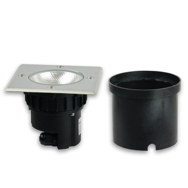 ISOLED LED Bodeneinbaustrahler, quadr. Edelstahl, IP67, 7W COB, 90°, warmweiß
