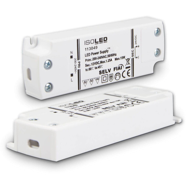 ISOLED LED Trafo 12V/DC, 0-15W, ultraflach, SELV
