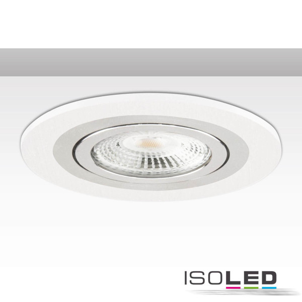 ISOLED Einbaurahmen rund, Lochausschnitt 80mm, weiß + Alu gebürstet, für GU10/MR16 Spots