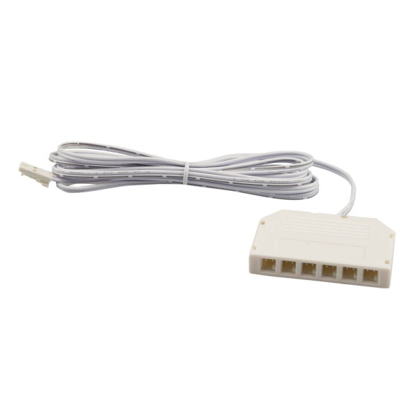 ISOLED MiniAMP 6-fach Verteiler (1 male-Stecker an 6 female-Buchsen), 30cm, 2-polig, weiß, max. 3,5A