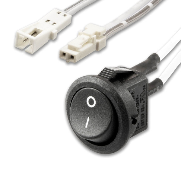 ISOLED MiniAMP Einbauschalter Ein/Aus, female-Buchse und male-Stecker, 30cm+200cm, 2-polig, weiß, max. 5A
