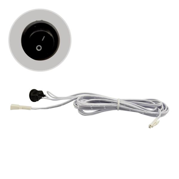 ISOLED MiniAMP Einbauschalter Ein/Aus, female-Buchse und male-Stecker, 30cm+200cm, 2-polig, weiß, max. 5A