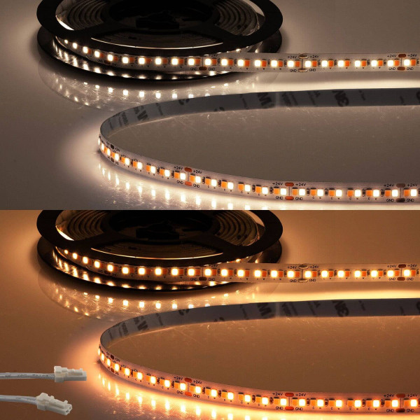 ISOLED LED CRI919/940 MiniAMP Flexband Streifen, 24V, 15W, IP20, weißdyn., 120cm, Kabel beids. + maleAMP, 240 LED/m