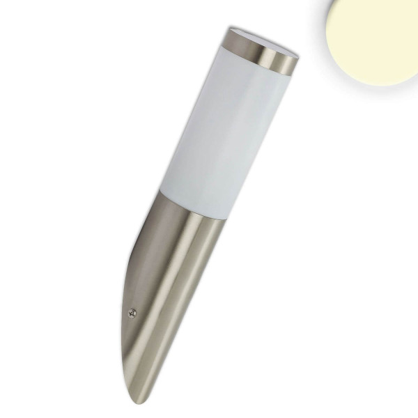 ISOLED Wandleuchte Edelstahl, IP44, warmweiß, inkl. E27 LED Leuchtmittel 9W