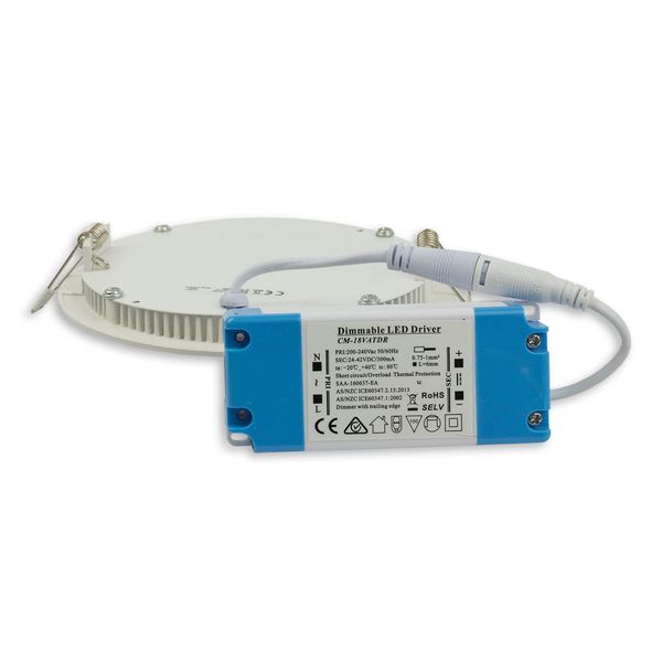 ISOLED LED Downlight, 9W, rund, ultraflach, blendungsreduziert, weiß, neutralweiß, dimmbar CRI90