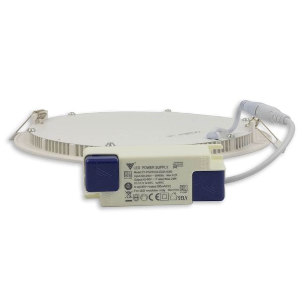 ISOLED LED Downlight, 24W, rund ultraflach schwarz, 300mm, Colorswitch 3000/3500/4000K, dimmbar