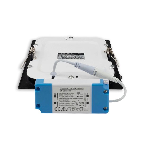 ISOLED LED Downlight, 24W, eckig ultraflach schwarz, 300x300mm, Colorswitch 3000/3500/4000K, dimmbar
