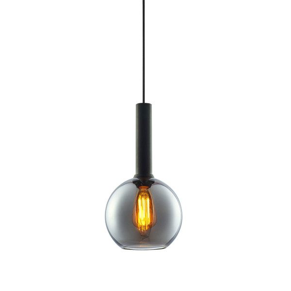 ISOLED Pendelleuchte, black round Glas, E27, 20cm, 50-300cm, exkl. Baldachin