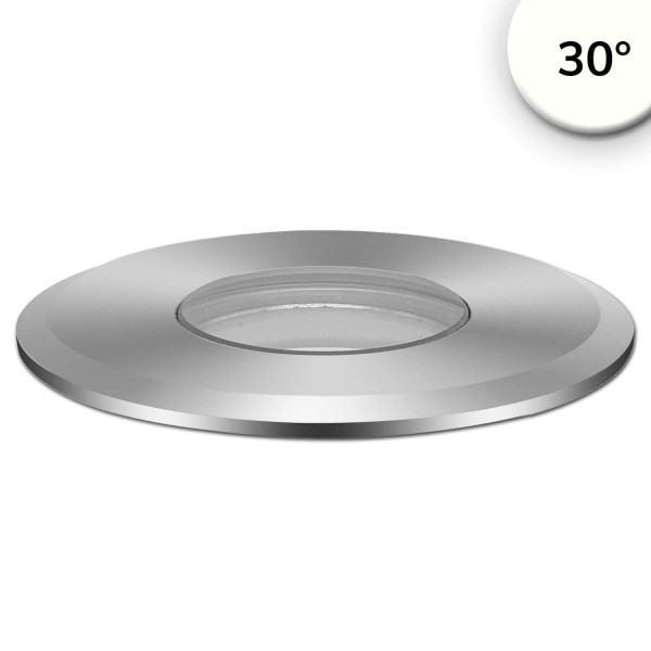 ISOLED LED Bodeneinbaustrahler, rund 55mm, Edelstahl, 12-24V, IP67, 3W, 30°, neutralweiß