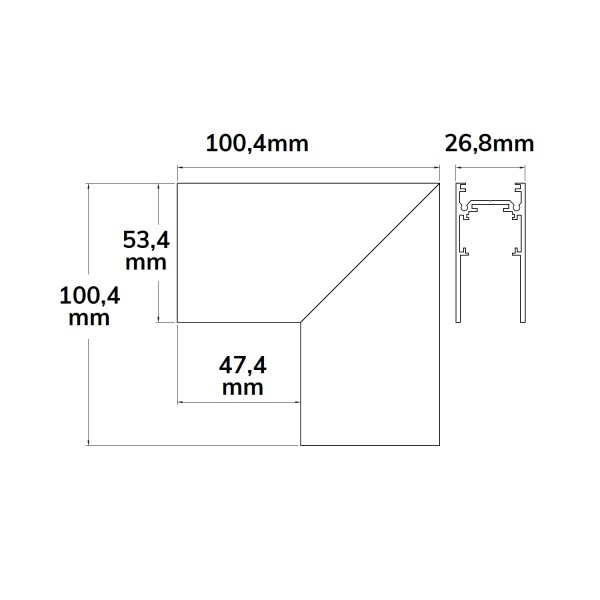 ISOLED Track48 Eckschiene 90° vertikal für Aufbauschiene, schwarz, nicht stromführend