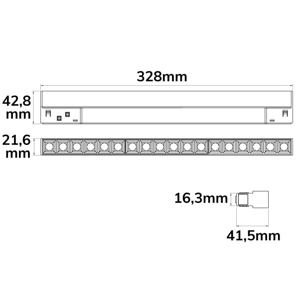 ISOLED Track48 Leuchte 32cm schwarz, 18W, 36°, UGR<19, 48V DC, 3000K, CRI90