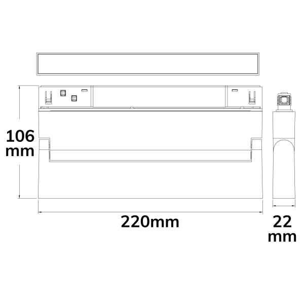 ISOLED Track48 Linear-Schienen-Strahler 22cm schwarz, 12W, 120°, UGR<19, 48V DC, 3000K, CRI90