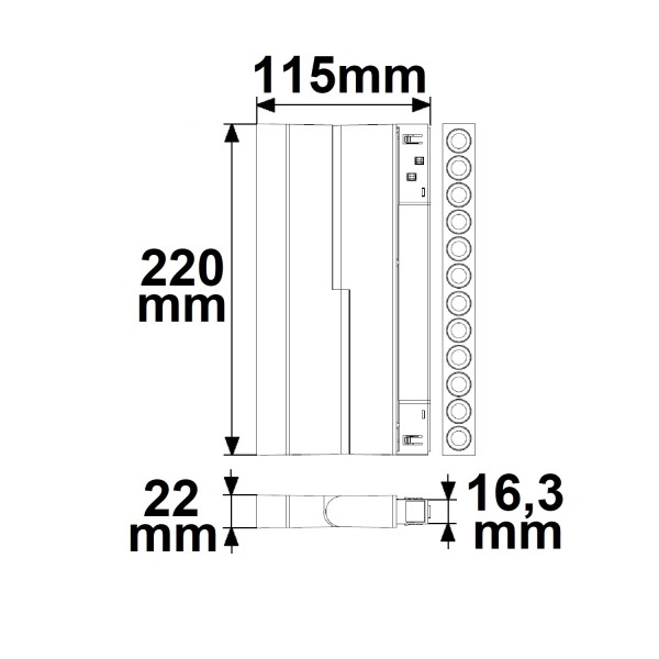 ISOLED Track48 Raster-Schienen-Strahler 22cm schwarz, 12W, 36°, UGR<19, 48V DC, 3000K, CRI90, DALI dimmbar