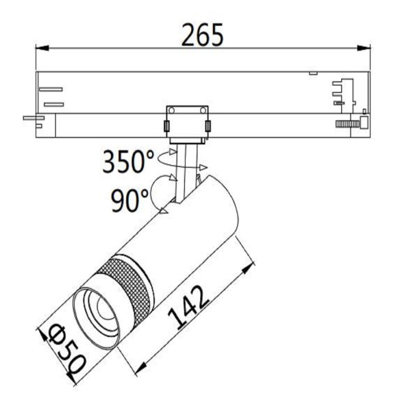 ISOLED 3-Phasen Schienen-Strahler fokussierbar, 12W, 20°-55°, schwarz matt, 4000K, DALI dimmbar