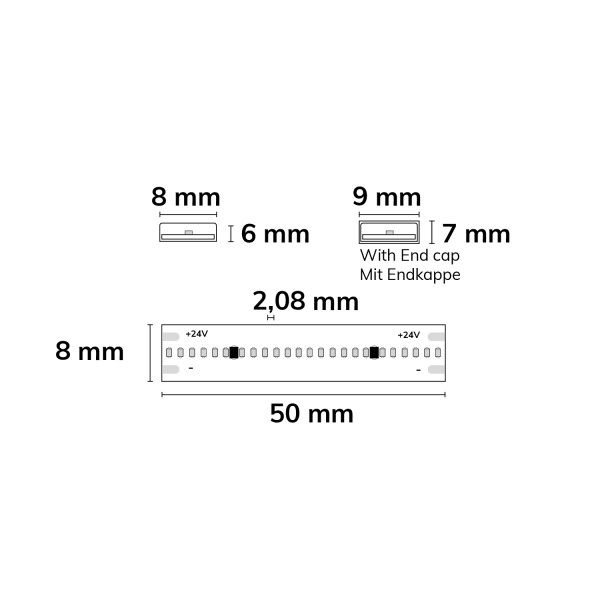 ISOLED LED HT940 COB Flexband für bis zu 90°C Umgebungstemp., 24V DC, 14,4W, IP68, 4000K, 5m Rll, 480 LED/m