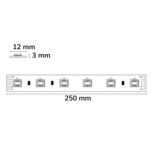ISOLED LED SIL RGB+WW+KW CCT Flexband, 48V DC, 17W, IP20, 5in1 Chip, 10m Rolle, 60 LED/m