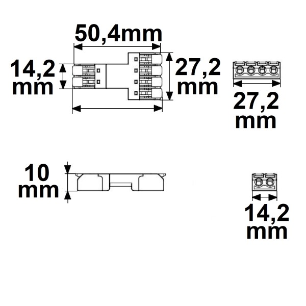 ISOLED Durchgangs-Steckverbinder 2-polig Input, 2x2-polig Output, 0,5-2,5mm², max. 250V/10A