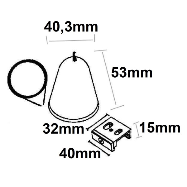 ISOLED 3-Phasen DALI Schiene Seilabhängung mit Gegenstück inkl. Baldachin & Stahlseil, schwarz, 1 Stück