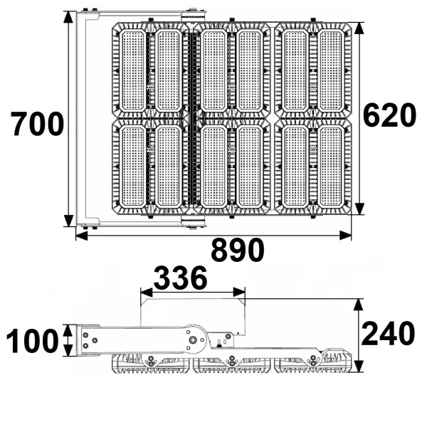 ISOLED LED Flutlicht 1.350W, 130x25° asymmetrisch, variabel, DALI dimmbar, warmweiß, IP66