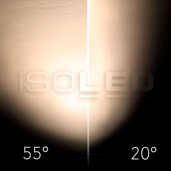 ISOLED 3-Phasen Schienen-Strahler fokussierbar, 8W, 20°-55°, schwarz matt, 2700K, dimmbar