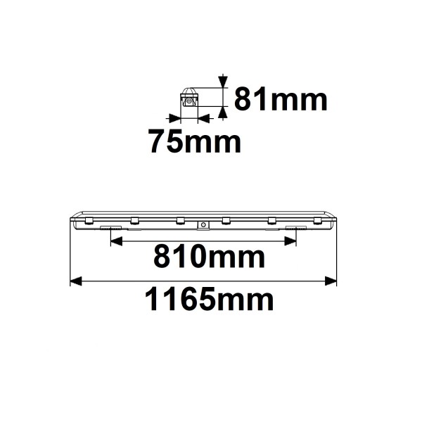 ISOLED LED Feuchtwannenleuchte SL 120cm, IP66, PowerSwitch 24-40W, 140lm/W, 4000K, DALI dimmbar