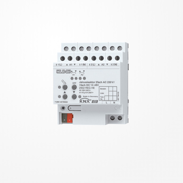 Jung 2502REGHE KNX Jalousieaktor 2fach AC 110-230 V, 1fach DC 12-48 V