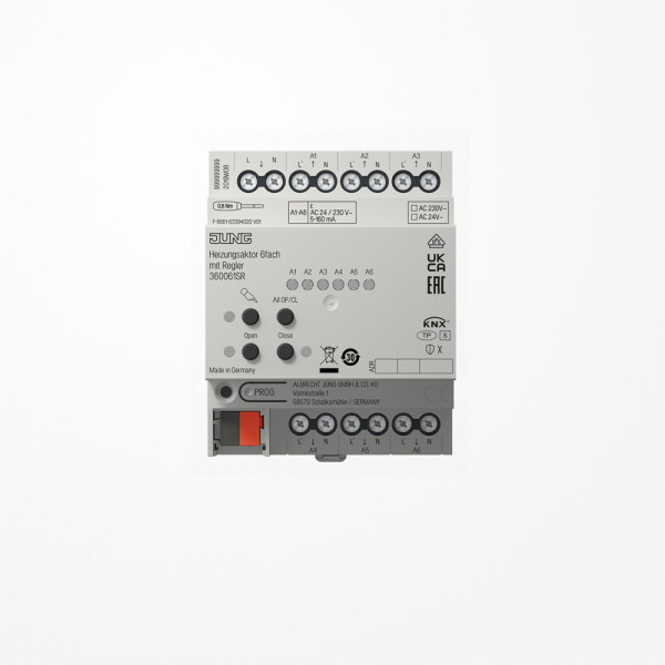 Jung 360061SR KNX Heizungsaktor 6fach mit Regler, REG, 4 TE, Secure