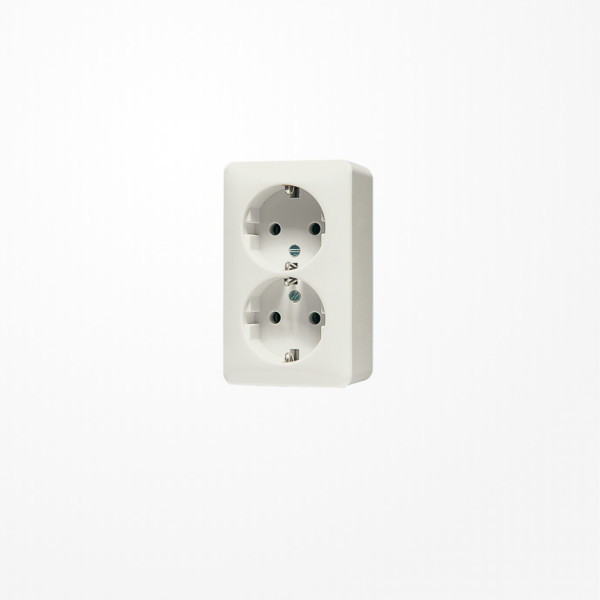 Jung 6020A SCHUKO-Zweifach-Steckdose, 16 A 250 V ~, 47 mm, AP 600, weiß