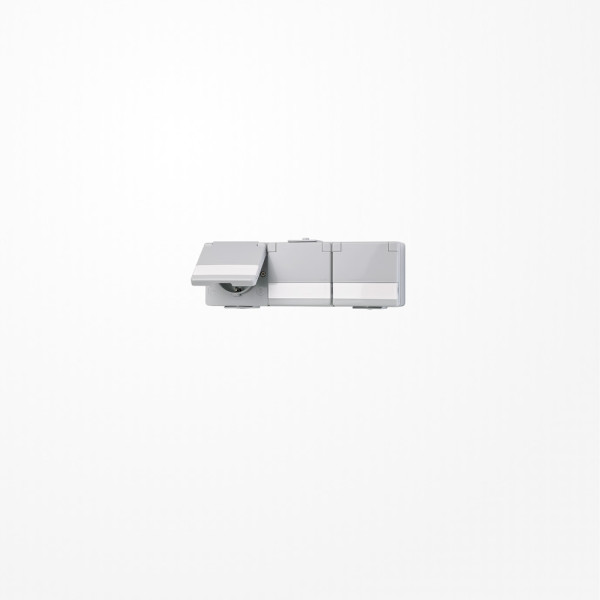 Jung 623NAW SCHUKO-Dreifach-Steckdose 250 V ~, Schraubklemmen, mit Schriftfeld, waagerecht, IP 44, WG 600
