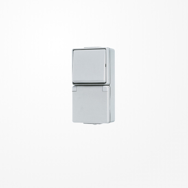 Jung 676W SCHUKO-Steckdose 16 A 250 V ~ mit Schalter Universal Aus-Wechsel 10 AX 250 V ~, IP 44, WG 600