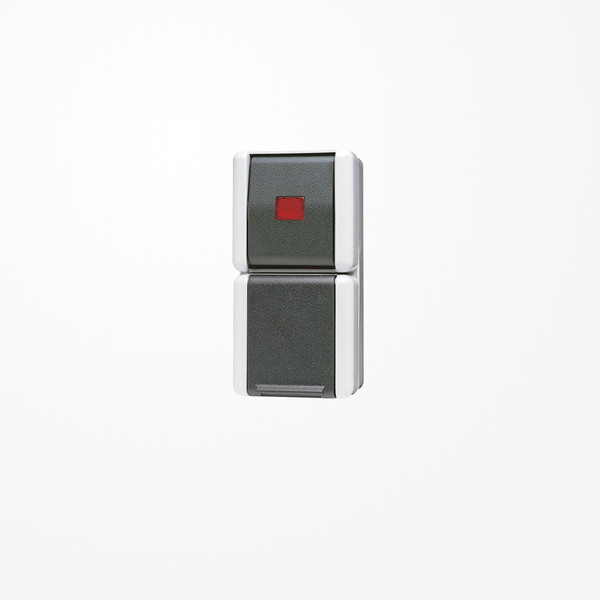 Jung 876KOW SCHUKO-Steckdose 16 A 250 V ~ mit Wipp-Kontrollschalter Universal Aus-Wechsel 10 AX 250 V ~, IP 44, WG 800