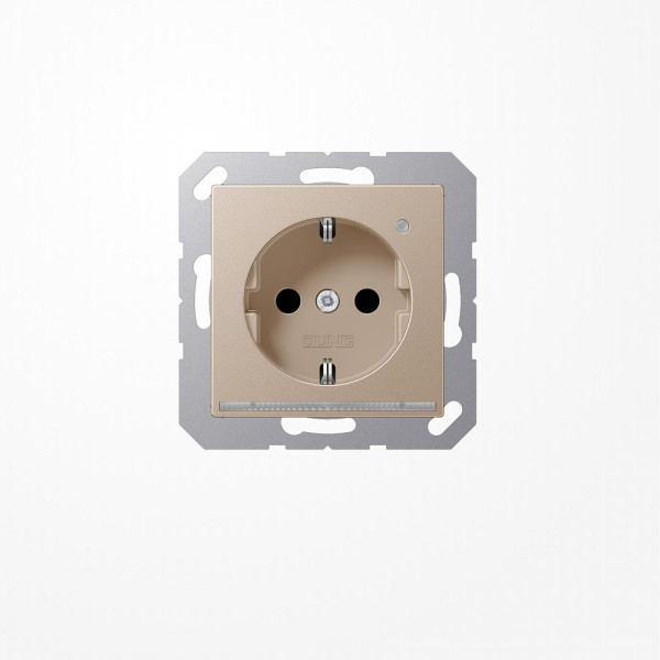 Jung A1520-OCHLNW SCHUKO-Steckdose mit LED-Orientierungslicht, 16 A 250 V ~, SAFETY+, Thermoplast lackiert, Serie A, champagner