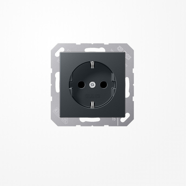Jung A1520BFKIANM SCHUKO-Steckdose, 16 A 250 V ~, SAFETY+, Thermoplast lackiert, Serie A, anthrazit matt