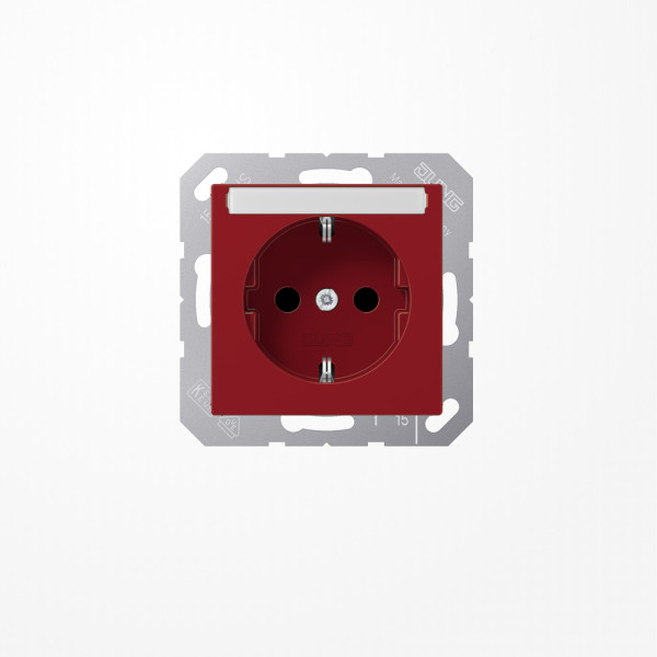 Jung A1520BFKINART SCHUKO-Steckdose, 16 A 250 V ~, mit Schriftfeld, SAFETY+, Thermoplast, Serie A, rot