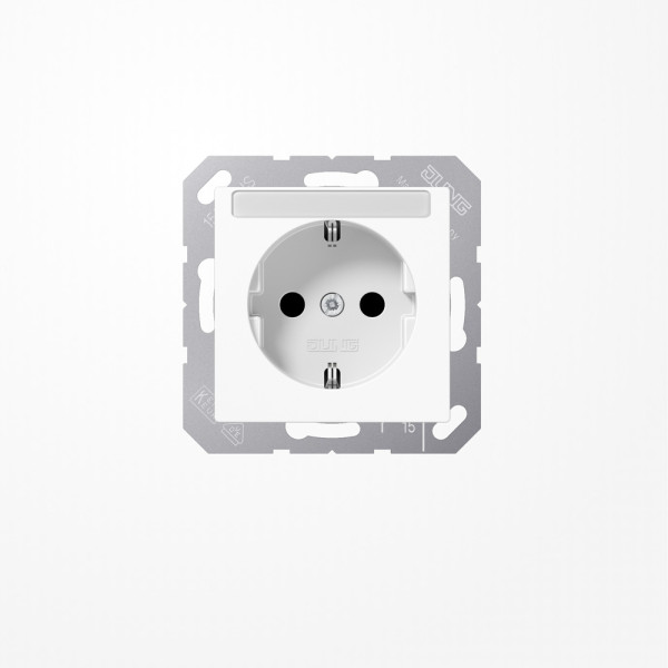 Jung A1520BFKINAWW SCHUKO-Steckdose, 16 A 250 V ~, mit Schriftfeld, SAFETY+, Thermoplast, Serie AS/A, alpinweiß