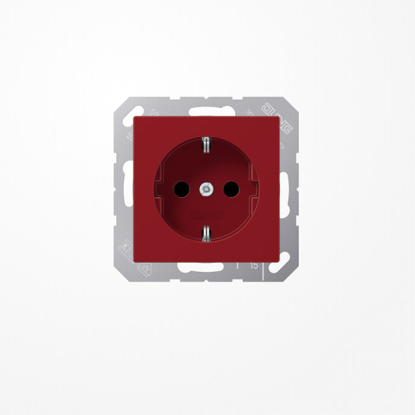 Jung A1520BFKIRT SCHUKO-Steckdose, 16 A 250 V ~, SAFETY+, Thermoplast, Serie A, rot