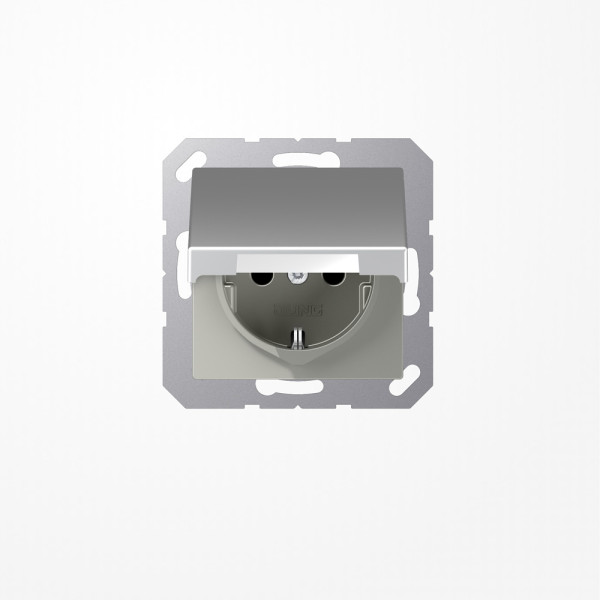 Jung A1520BFKLAL SCHUKO-Steckdose, 16 A 250 V ~, Klappdeckel, Thermoplast lackiert, Serie A, aluminium