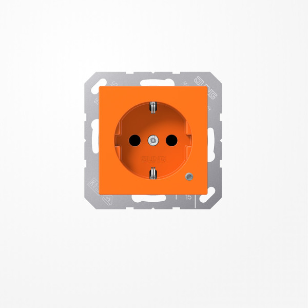 Jung A1520BFKOO SCHUKO-Steckdose, 16 A 250 V ~, mit Funktionsanzeige, SAFETY+, Thermoplast, Serie AS/A, orange (für ZSV)