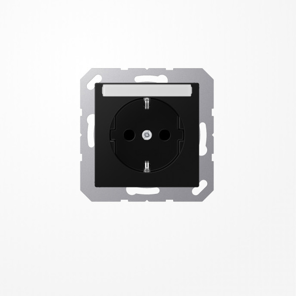 Jung A1520BFNASWM SCHUKO-Steckdose, 16 A 250 V ~, mit Schriftfeld, Thermoplast lackiert, Serie A, graphitschwarz matt